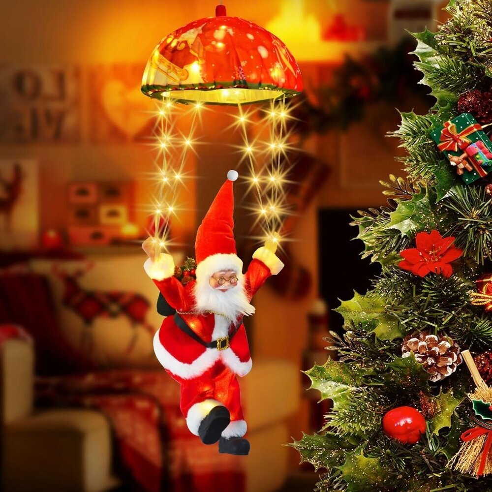 Christmas Lights Outdoor Indoor, Santa Claus Parachute LED Lights, 8 Modes Xmas